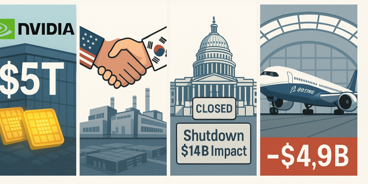 Evening digest: Nvidia’s $5T milestone, $450B US-South Korea deal, $14B shutdown drag